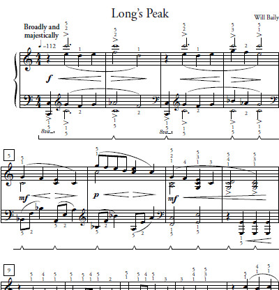 Longs Peak Sheet Music and Sound Files for Piano Students